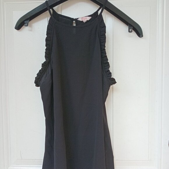 Candies Black Ruffled Spaghetti strap top Size Small - Picture 1 of 12